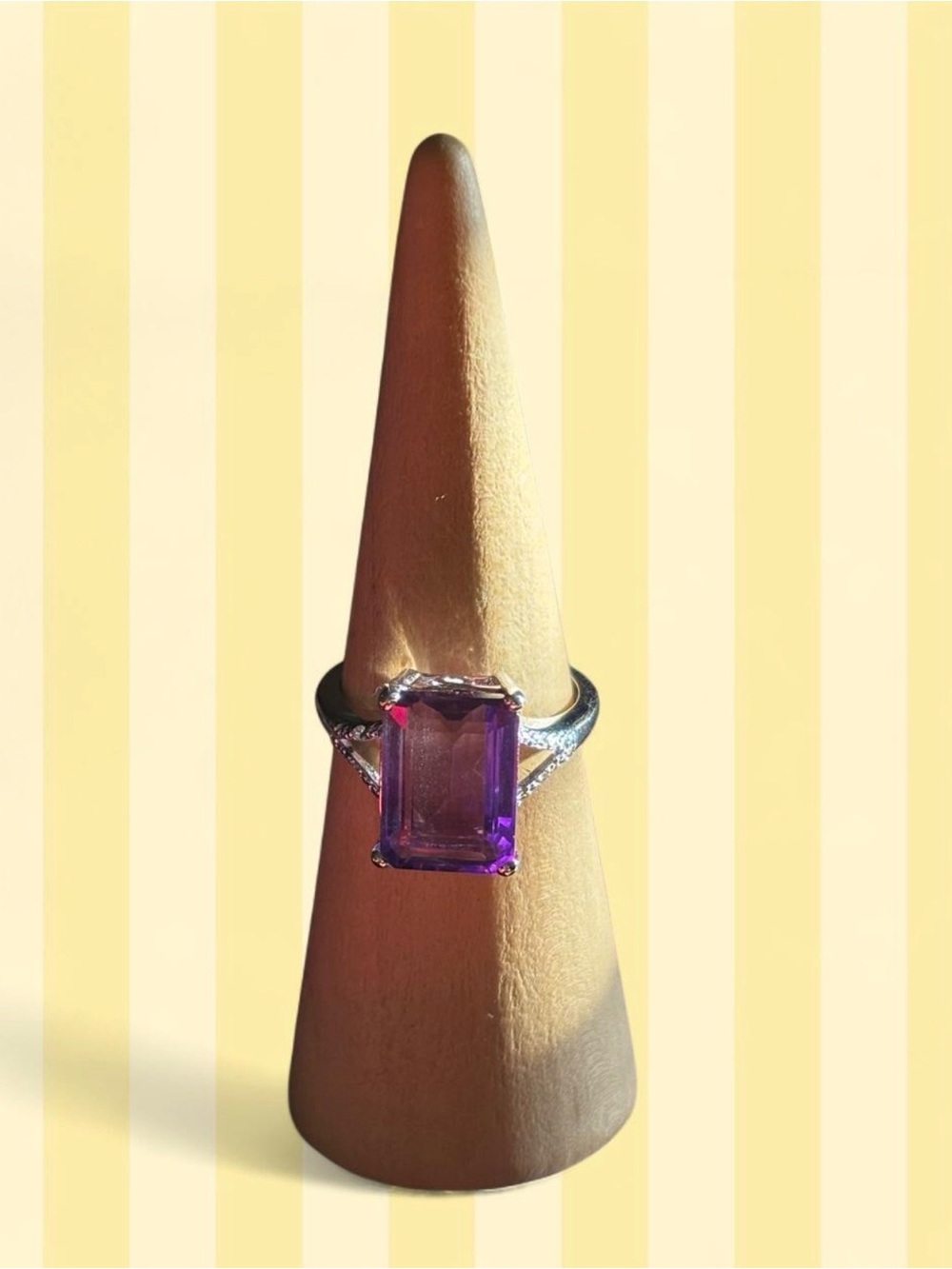 925 Silver Sonia Hou Ring with Rectangular Purple Stone
